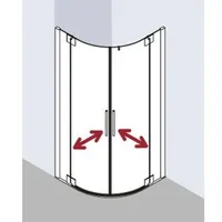 Kermi Pasa XP Viertelkreis-Pendeltür PXP50V7218VAK 120x90x185cm, Radius 50cm, silber hochglanz, ESG klar