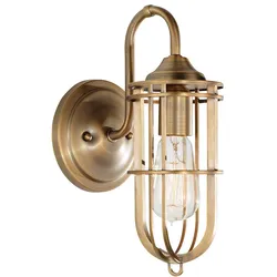 Wandlampe Leuchte Stahl Messing H 31,1 cm Flurleuchte 1 Flammig Treppenhaus