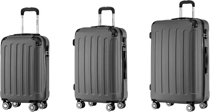 (Erst 69,99 €) ochama ABS Dunkelgrau Koffer-Set 3-teilig, leise Universalrollen, Zahlenschloss, abriebfest und druckbeständig, 20+24+28 Zoll, geeignet für Billigflieger, Kurzreisen und Familienausflüge