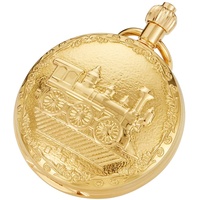 Tiong Mechanische Vintage-Taschenuhr, einzigartige Tourbillon-Mondphase, römische Ziffern, Skala, Doppeljäger-Taschenuhr und Geschenkbox, 02-gold, Klassisch