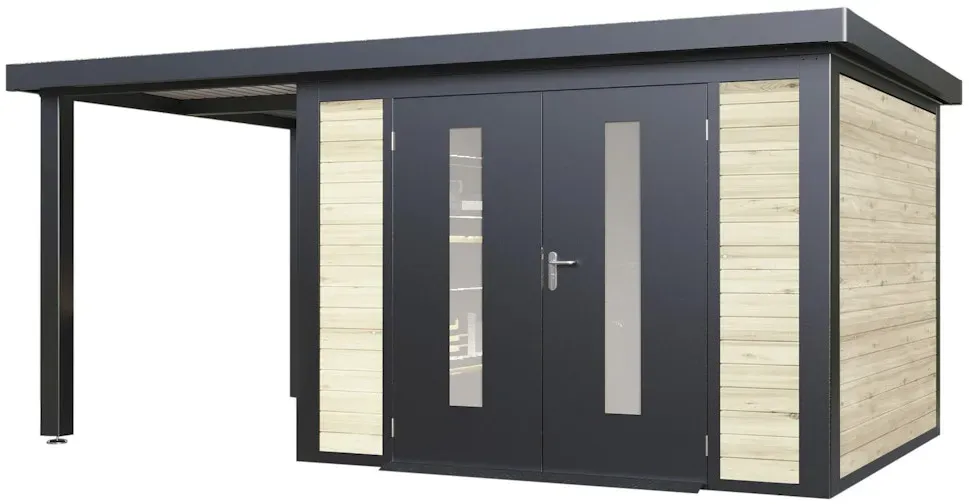 Wolff Finnhaus Metall-Holzgartenhaus Hybridhaus Alvar - 28 mm 526 x 240 cm (Alvar 5324) naturbelassen