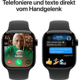 Apple Watch Series 10 GPS 42 mm Aluminiumgehäuse diamantschwarz Sportarmband schwarz S/M