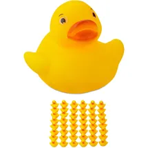 Relaxdays Badeente 3,5cm 48er Set, Quietscheentchen für Badewanne, Badespaß und Deko, Mitgebsel Kindergeburtstag, gelb