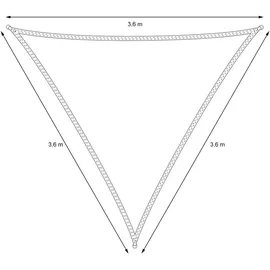 ECD Germany Sonnensegel Sonnenschutz 3,6x3,6x3,6 m Anthrazit HDPE, UV Schutz, wasserabweisend, wetterbeständig, atmungsaktiv, inkl. Befestigungsseile, Schattenspender für Terrasse, Balkon