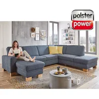 polsterpower Wohnlandschaft - blau - mit Funktionen - Canape links