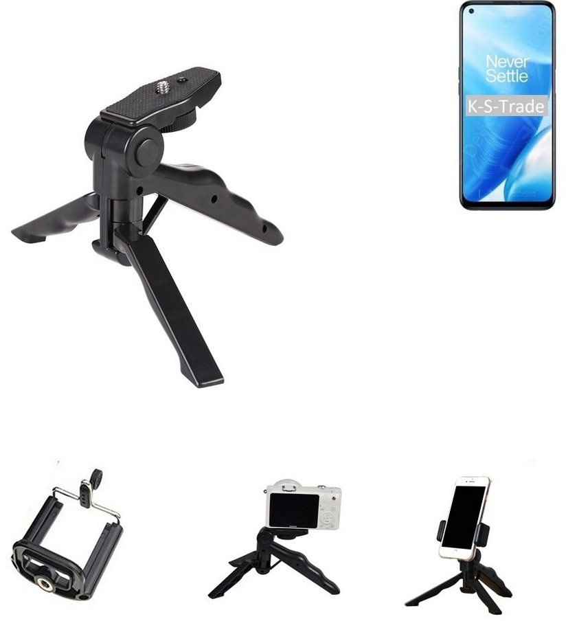 K-S-Trade für OnePlus Nord N200 5G Smartphone-Halterung, (Stativ Tisch-Ständer Dreibein Handy-Stativ Ständer Mini-Stativ) schwarz