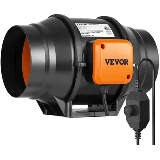 Vevor Inline-Rohrventilator, 60 W, Rauchabzug, Inline-Kanalventilator mit variablem Drehzahlregler, leiser Abluftventilator mit AC-Motor für Kühlverstärker, Wachstumszelte, Hydrokultur