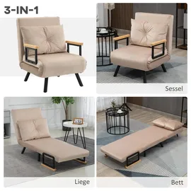 Homcom Schlafsofa, Klappbett mit Bettfunktion, Relaxsessel mit Rückenkissen, Polstersofa mit Verstellbarer Rückenlehne, Samtoptik, 63 x 73 x 81 cm,