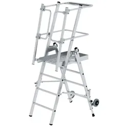 Podestleiter 4 Spr., Ausleger, Aluminium