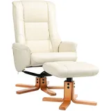 Homcom Relaxsessel Kunstleder 84 x 102 x 71 cm Cremeweiß mit Hocker