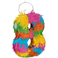 Relaxdays Pinata Zahl 8, Regenbogenpinata Geburtstag, HBT: 20,5 x 15,5 x 4,5 cm, Mini Piñata Kinder, zum Befüllen, bunt