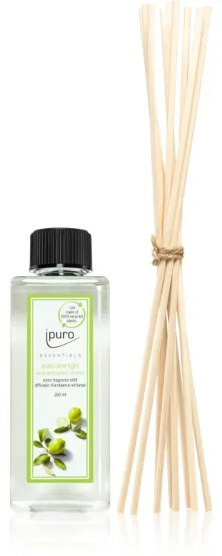 ipuro Essentials Lime Light Ersatzfüllung Aroma Diffuser + Ersatzstäbchen für Aromazerstäuber 200 ml
