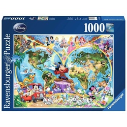 Ravensburger Puzzle 15785 Disney's Weltkarte 1000 Teile Puzzle, 1000 Puzzleteile bunt