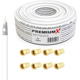 PremiumX Premium X Satelliten-Komplettanlage 4 Teilnehmer 60cm Antenne Quad LNB 50m Antennenkabel 4x HD TV Sat-Receiver