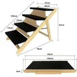 2-in1 Klappbar Hunderampe Auto aus Holz Hundetreppe für große Katzen und Hunde Haustiertreppe rutschfest Hundeeinstiegshilfe für Bett Sofa oder Auto