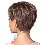 Kurze natürliche blonde Echthaar Perücke kurze blonde Perücken für Frauen Pixie Cut Schicht Perücke Mixed Blonde Farbe Kurz Schicht, Cut-Perücken kurze stilvolle Fluffy Schicht Perücke, kurze leichte