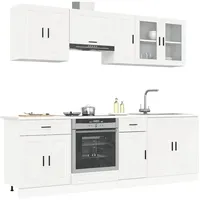 VidaXL 8-tlg. Küchenschrank-Set Kalmar Hochglanz-Weiß Holzwerkstoff
