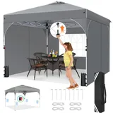 TOOLUCK Pavillon 3x3 Wasserdicht Stabil Winterfest Faltpavillon Gartenpavillon Partyzelt Pop Up Pavillon Klappbar UV Schutz 50+ Höhenverstellbar mit Entlüftung & 3 Stoffstücken&4 Sandsäcke,Grau