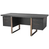 Casa Padrino Luxus Schreibtisch Anthrazitgrau / Bronzefarben 180 x 80 x H. 76 cm - Eleganter Massivholz Schreibtisch mit 4 Schubladen - Luxus Büro