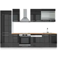 Vicco Küchenzeile Fame-Line 300 cm Anthrazit Hochglanz/Weiß