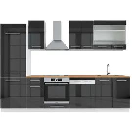 Vicco Küchenzeile Fame-Line 300 cm Anthrazit Hochglanz/Weiß