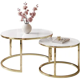 lookway Couchtisch CIRI Glass 2in1 CHROME gold
