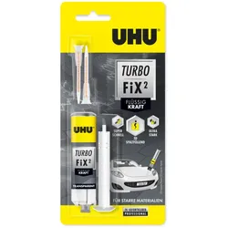 UHU Turbo FiX2 Flüssig Kraft 10 g, schneller transparenter 2-Komponenten Reparaturkleber, 51950