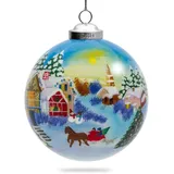 SIKORA Winterdorf No.3 Weihnachtskugel Innenglasmalerei besonderer Christbaumschmuck Ornament von innen handbemalt D: 10 cm - K10-47
