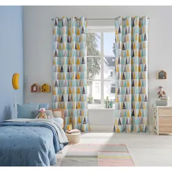 Verdunkelungsvorhang LÜTTENHÜTT "Dreieck" Gr. 4, bunt, B:135cm H:245cm, Polyester, Gardinen, einseitig mit Dreiecken bedruckte Kindergardine, blickdicht