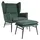MCW Lounge-Sessel mit Ottomane MCW-L62, Sessel, Polstersessel Cocktailsessel Hocker, Stoff/Textil ~ grün