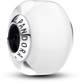 Pandora Weißes Murano-Glas Mini-Charm aus Sterling Silber, Kompatibel Moments Armbänder, 793118C00