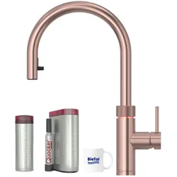 BieTal® Quooker Wasserhahn Flex Kupfer Rosé & PRO3 Reservoire & sprudelndes Wasser CUBE