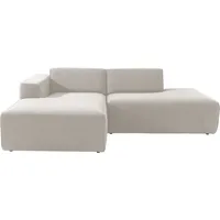 Ecksofa ANDAS "Noord" Sofas Gr. B/H/T: 227cm x 71cm x 161cm, Struktur, Recamiere links, beige (cream) mit Kedernaht, Breite 227 cm, Cord, Struktur