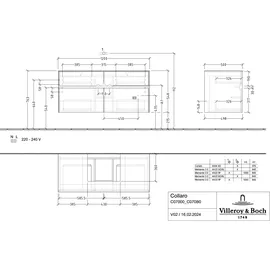Villeroy & Boch V&B Waschtischunterschrank Collaro 120x54,8x50cm, WT mittig, graphite