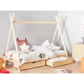 Beliani Bettschublade 2er Set Kiefernholz Cronat