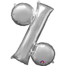 Folienballon Symbol Prozent silber 91cm
