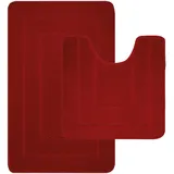 LSC rutschfeste Badematte, 2-teilig, Ichra, extra weich, wasserabsorbierend, Badezimmermatten, 100 % Polypropylen, WC-Vorleger, Badezimmerteppich für Toilette, Burgunderrot, 80 x 50 cm (rechteckig))