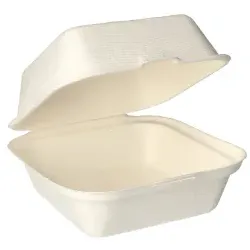 Papstar Pure Hamburger-Boxen, Zuckerrohr, mikrowellengeeignet, Stabile Hamburger-Boxen aus Zuckerrohr für umweltbewusste Genießer, 1 Karton = 500 Stück