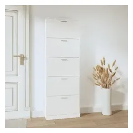 vidaXL Schuhschrank Hochglanz-Weiß 59x17x169 cm Holzwerkstoff