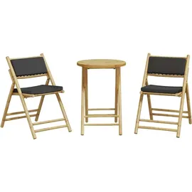 vidaXL 3-tlg Bistro-Set Klappbar mit Dunkelgrauen Kissen Bambus Modell 4