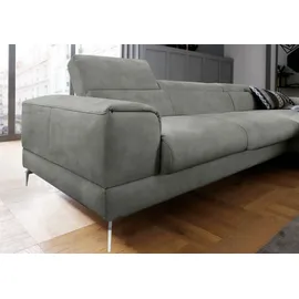 W.Schillig Eckcouch Mikrofaser 3-Sitzer Grau