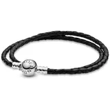 Pandora 590745CBK Damen Leder Wickelarmband Zweifach Schwarz,