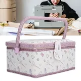 Nähkasten, Hochwertiger Lila Nähkorb, Knitterfreier Stoff, Gute Elastizität, Strapazierfähig, Kurzwaren, Strickwaren