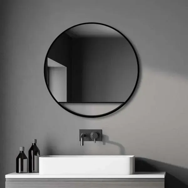 DM-DOH Duschmeister Spiegel Royalux TCB 80 cm schwarz.. - Badmöbel