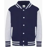 Just Hoods by AWDiS College Varsity Jacke Oxford Navy/Heather Grey 128