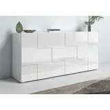 INOSIGN Sideboard INOSIGN "Dama Breite 181, Kommode 3 Türen, Anrichte", weiß (weiß hochglanz lack), B:181cm H:84cm T:42cm, Sideboards, Sideboard, Front in 3D-Optik, viel Stauraum, verschiedene Farben