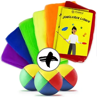 Diabolo Freizeitsport Jonglierset mit Jonglierbälle, 3er Set - Jongliertücher 60x60cm 6 Farben) bunt No Size