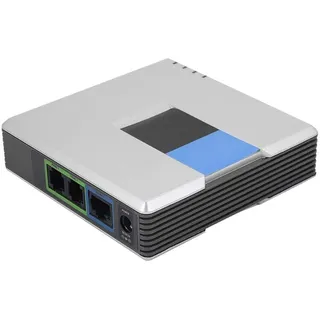 Dpofirs VoIP-Gateway, Netzwerkrouter, 2-Port-Adapter SIP-RJ45-Kabel für PAP2T-Internet-Telefon, Telefonadapter mit 2 Ports für Voice-Over-IP(Silber-)