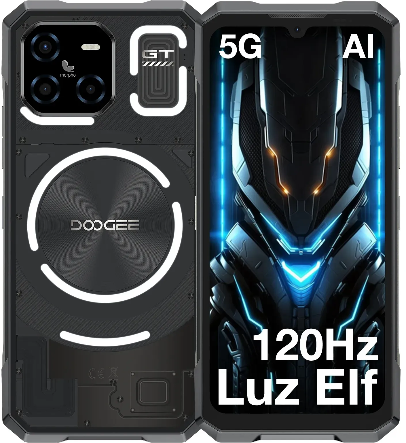 Robustes Doogee Blade Gt-Telefon, 6,72 Zoll FHD+, 120 Hz, LED-Lichteffekt, Abmessung 7050, 12 GB, RAM, 256 GB, Rom-AI-Smartphone, 5500-mAh-Akku