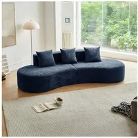 STILVORA Ecksofa 3-Sitzer Kompressionssofa gekrümmtes Relaxsofa aus Bouclé blau